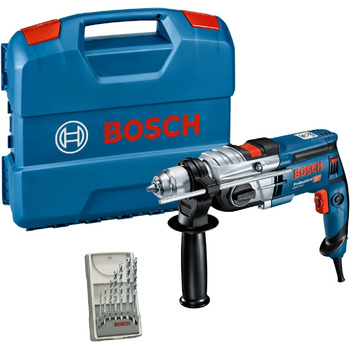 Ударний дриль Bosch Professional GSB 20-2 (потужність 850 Вт, частота обертання на холостому ходу 3 000 хв-1, з набором аксесуарів, в т.ч. обмежувач глибини, швидкозатискний патрон, додаткова рукоятка, L-кейс, набір аксесуарів)