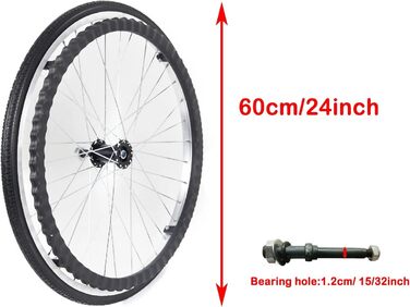 Ролики для інвалідних візків '1 пара 24-дюймових запасних задніх коліс для інвалідних візків, 24 x 1 3/8 суцільних нековзних поліуретанових/гумових роликів для інвалідних візків з підшипниками 15/32 дюйма (12 мм) і чорною гумою для захоплення