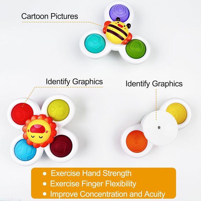 И іграшка для ванни від 1 року, літак для дітей, іграшка на присоску дитячий силікон, сенсорна іграшка дитячий спінер на присоску, дитяча водяна іграшка для ванни, 3 шт.