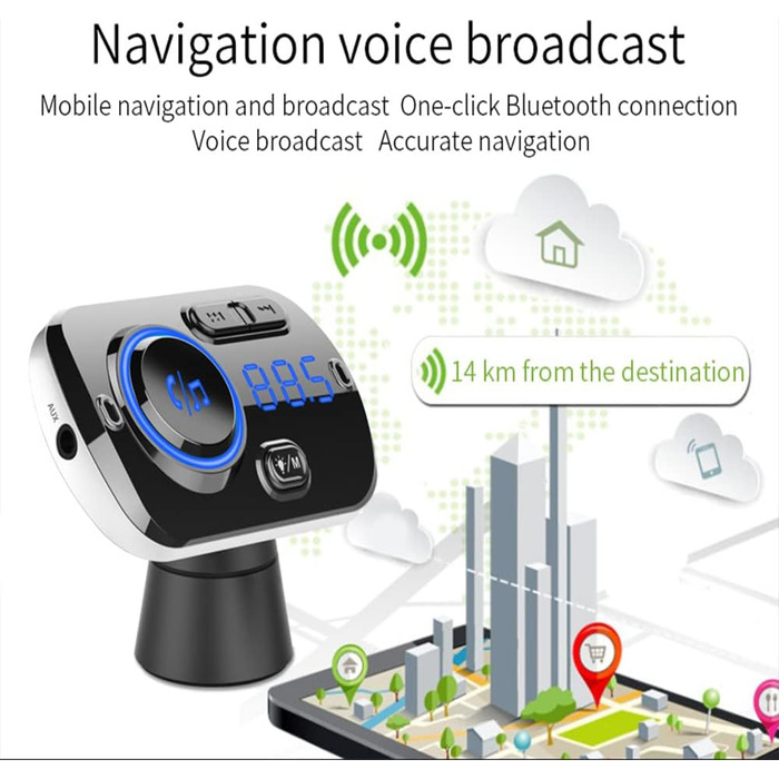 Передавач Bluetooth 5.0, AUX-вхід TOTMOX з підтримкою TF-карти, портативний радіоадаптер MP3-плеєра з подвійним швидким зарядним пристроєм USB QC3.0