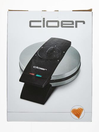 Вафельниця Cloer 1639SR, вафля у вигляді серця 15,5 см Ø, подвійне антипригарне покриття, стійка до цукру, 930 Вт, підвісний кошик, практична функція підставки, високоякісний корпус з нержавіючої сталі, нержавіюча сталь