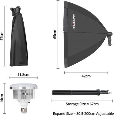 Комплект освітлення для фотографій Softbox, амбітний комплект освітлення Softbox 65 см із підставкою для штатива 2 м і двоколірною світлодіодною лампою 50 Вт 3000-6500K, світлодіодне безперервне освітлення для відеозйомки