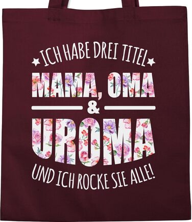 Сорочниця - Бавовняна сумка - Сумки для мами - У мене три титули - Прабабуся - Подарунок для прабабусі 1 Бордо червоний