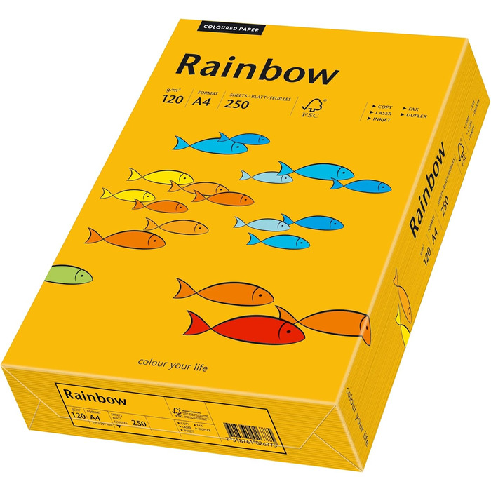 Папірус 88042414 принтер/копіювальний папір кольоровий Rainbow 120 г/м DIN-A4, кольоровий папір 250 аркушів, середньо-помаранчевий