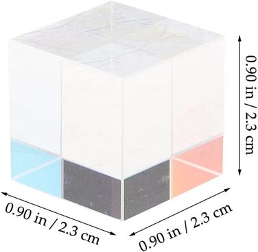 Куб з оптичного скла UKCOCO, призма з коробкою, розміри 2,3 x 2,3 x 2,3 см, для навчальних цілей або прикраси