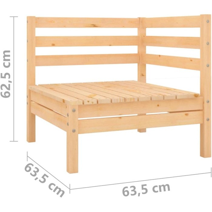 Садовий диван 2-місний, Садові меблі 2 кутові дивани, Модульний диван Lounge Seating Group для саду Патіо Балкон, Меблі для відпочинку, масив сосни коричневого кольору