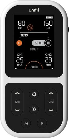 Режим TensCare Unifit TENS, EMS & Massage Mode сприяє зняттю болю, реабілітації м'язів, розслабленню м'язів та спортивним тренуванням