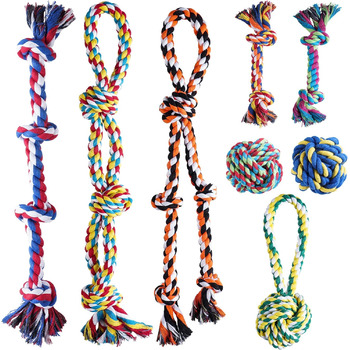 Перетягування каната, 8 Pack Indestructible Large Dog Toy Rope, Rope Dog Toys for Agressive Chewers