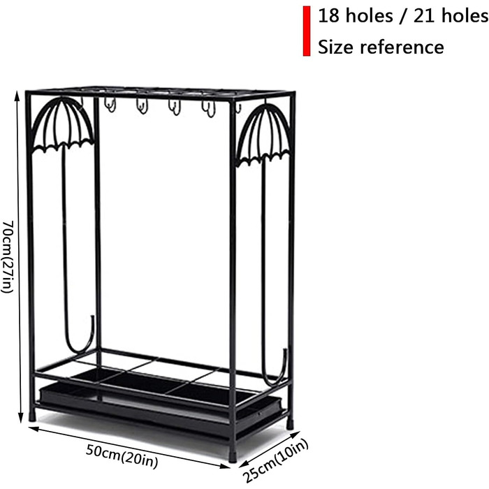 Тримач для парасольок RAABYU, металева підставка для парасольок підставка для парасольок чорна, біла, контейнер для парасольок, для зберігання 1025 парасольок, тримач для парасольки, для палиць для ходьби білий 18 ОТВОРІВ 10 ГАЧКІВ