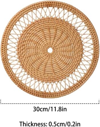 Круглі підстилки, ука 30 см / 11,8 дюйма ткані підстилки, миються ротангові підстилки для кухні, їдальні, будинку, ферми, День подяки, різдвяні прикраси, жаростійкі підстилки