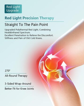 Масажер коліна, безкоштовні окуляри, остеоартрит, терапія червоним світлом, холодний інфрачервоний лазер (630/660/880 нм), бандаж на коліно, постійне світло імпульс 2 режими масажу коліна для скутості коліна, набряку суглобів