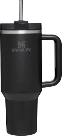 Пляшка для води Stanley Quencher H2.0 FlowState з соломинкою 1,2 л - термокружка охолоджує 11 годин - 48 годин Ice-Cold - Можна мити в посудомийній машині - термос Пляшка BPA Free - Кавова кружка на винос - чорний чорний тональ