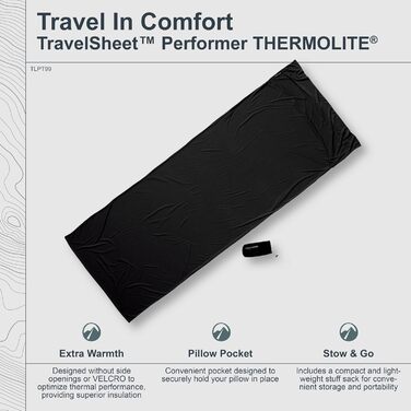 Спальний мішок кокон курінь спальний мішок Thermolite Performer Travelsheet вулкан чорний 220x85см