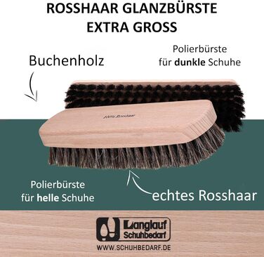 Набір для чищення взуття з кінського волосу 8 шт. - Дуже великі щітки для полірування кінського волосу - Щітки для взуття з гладкої шкіри та замші - Набір щіток для взуття для шкіряного взуття та кросівок - Зроблено в Німеччині