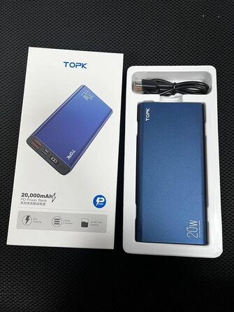 Швидка зарядка USB C Powerbank 20000mah LED Display Зовнішній акумулятор сумісний зі смартфоном, планшетами тощо. версія 2022 20 Вт синій, 20W PD QC3.0