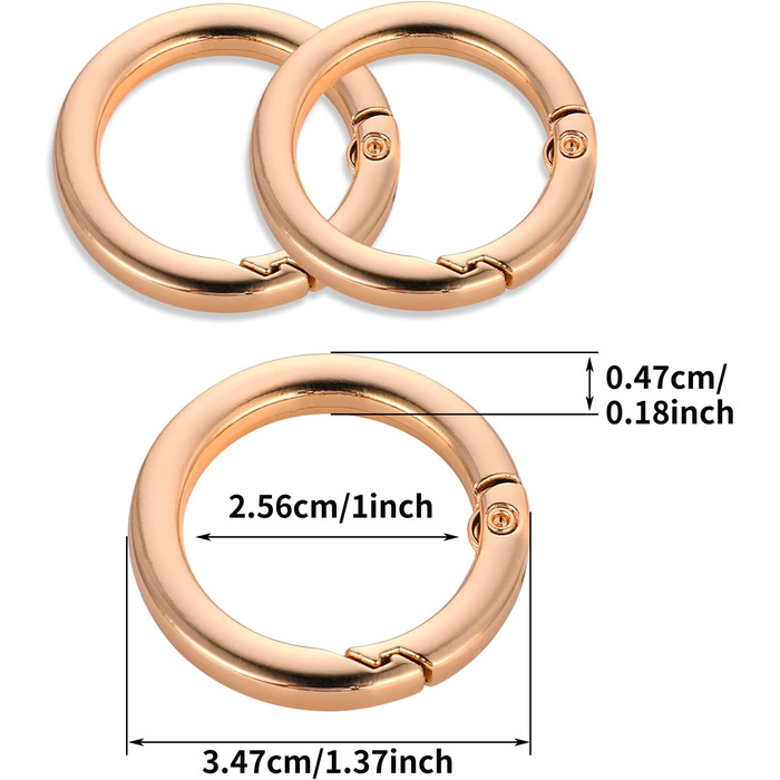 Круглий карабін золотий брелок, 25 мм кільце карабін карабін металевий Маленьке кільце для ключів O-Ring Spring Snap затискачі Запасні частини для брелока рюкзак DIY ремісничі аксесуари