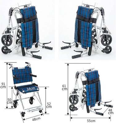Інвалідні коляски, розбірні, легкі алюмінієві інвалідні крісла, переносні, зі складною спинкою, легкі транспортні та туристичні інвалідні крісла, вага всього 18 кг