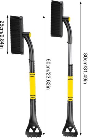 Скребок для снігу зі щіткою - Набір для видалення снігового скребка 3 в 1 Багатофункціональний автомобільний снігоприбиральна лопата Скребок для льоду Щітка для автомобіля Outdoor Yellow