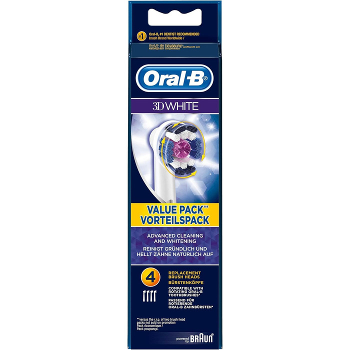 Щітки Braun Oral-B 3D Білі 4 шт. Білі 4 шт. (1 шт. в упаковці)