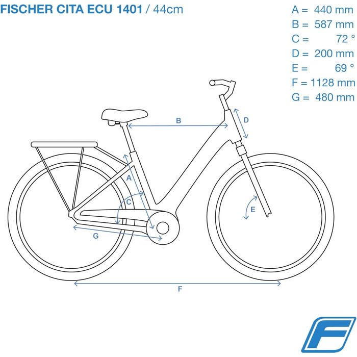 Електричний велосипед FISCHER E-Bike City, CITA ECU 1401 для чоловіків та жінок, висота 44 см, передній двигун 32 Нм, акумулятор 36 В, антрацитовий матовий, 28 дюймів