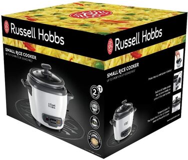 Рисоварка Russell Hobbs міні маленька 0,4 л (функція збереження тепла, каструля з антипригарним покриттям, ложка для рису та мірна чашка, також ідеально підходить для кіноа та кускусу, підігрівач рису) 27020-56