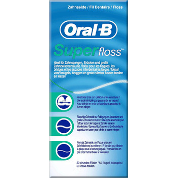 Нитка Oral-B SuperFloss, упаковка з 12, 50 попередньо нарізаних ниток, ідеально підходить для брекетів, мостів і широких міжзубних проміжків