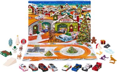 Календар Hot Wheels Advent Calendar - 8 машинок та 16 зимових аксесуарів за 24 пронумерованими дверцятами, включаючи ігровий килимок, для дітей, HKL74 Multicoloured - версія 1