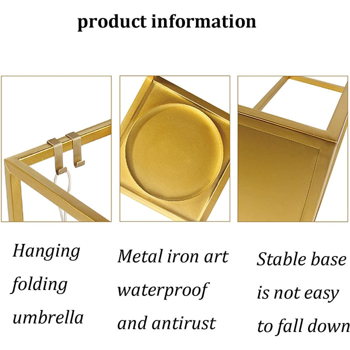 Підставка для парасольок Cuiynic, підставка для парасольок Проста підставка для парасольки Металеве коване відро для парасольки (золото) (чорне Q)