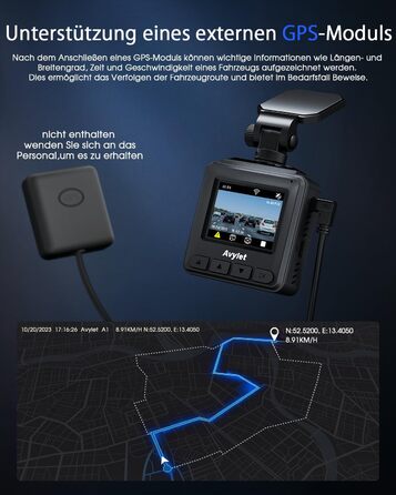 Автомобільний відеореєстратор Wi-Fi 2K, підтримка міні-передньої автомобільної камери Зовнішній модуль GPS, додаток, IPS-екран, ультра нічне бачення, широкий кут 170, WDR, 24-годинний режим паркування та виявлення руху, G-сенсор