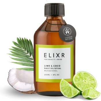 Олія для витягування рота ELIXR Lime Coco - 250 мл Освіжаюча олія для рота з лаймом і кокосом Аюрведичний догляд за ротовою порожниною для свіжого подиху та здорової гігієни порожнини рота Веганський та 100 натуральний