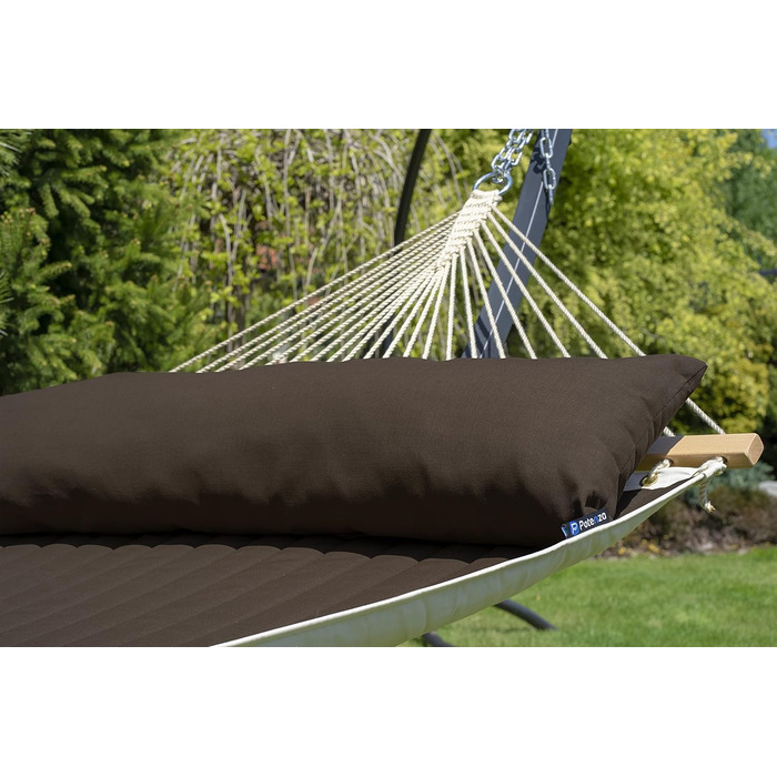 Відкритий панамський гамак Potenza з алюмінієвим каркасом на 2 особи I Stick Hammock XXL 210x140, 200kg I Рама гамака 200 кг Атмосферостійка (коричневий, основна рама графіт) Коричнева основна рама Графіт