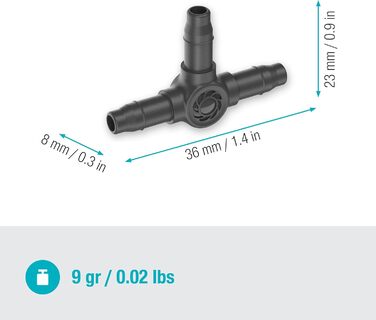 Трійник Gardena Micro-Drip-System 4,6 мм (3/16 дюйма) Аксесуар для відгалуження розподільних і крапельних труб, для монтажу без перегинів, з технологією з'єднання Easy & Flexible (13211-20)