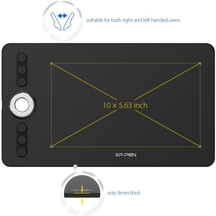 Графічний планшет XP-PEN DECO01V2, малювання, 10 x 6 дюймів, пасивний стилус, 8192 кроки, нахил і 8 ярликів, сумісний з Windows/Mac OS/ChromeBook/Android (Deco02)