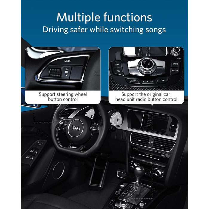 Адаптер Airdual Bluetooth 5.0, сумісний з музичним інтерфейсом Audi MMI 3G, Audi Symphony, Audi Concert, VW MDI, Mercedes Media Interface 2009-2020 рік Audi MMI3G/Audi Symphony Concert/VW