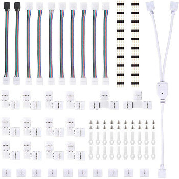 Роз'єми для світлодіодної стрічки, Набір аксесуарів для розширення світлодіодної стрічки, 5050 4-контактний роз'єм для світлодіодної стрічки RGB, 5050 Комплект 4-контактних роз'ємів для світлодіодної стрічки, для комплекту аксесуарів для подовження стрічк