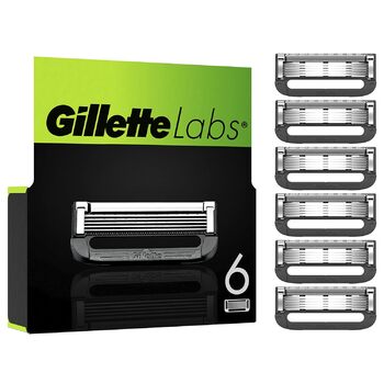 Леза для бритви Gillette Labs, 6 змінних лез, для вологих бритв Gillette Labs з очисним елементом і підігрівом бритви 6 лез