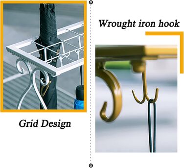Підставка для парасольок AISIVET Золота комерційна підставка для парасольок, з гачком і піддоном для крапель, полиця для зберігання парасольок великої місткості, вміщує 45 парасольок