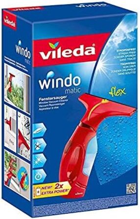 Віконний пилосос Vileda Windomatic, з гнучкою головкою для вікон без розлучень, червоний