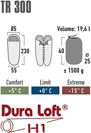 Спальний мішок High Peak TR 300, надширокий, 3-4 сезони, температура 0C, теплий, мішок-мішок, можна з'єднати, кемпінг, фестиваль, похід, дихаючий, приємний до шкіри, водовідштовхувальний, антрацитовий/синій на блискавці L спальний мішок TR 300