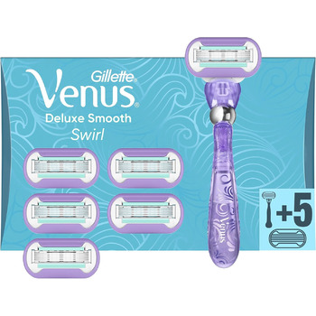 Жіноча бритва Gillette Venus Deluxe Smooth Swirl Razor, жіноча бритва 6 лез бритви з 5-кратним лезом