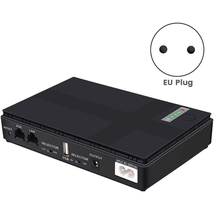 Комплект джерела безперебійного живлення 9 В 12 В Mini UPS USB POE 10400 мАг Резервне копіювання для WiFi роутера CCTV (розетка ЄС), 1