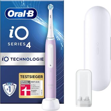 Електрична зубна щітка Oral-B iO Series 4, 4 режими чищення для догляду за зубами, дорожній кейс, подарунок на День святого Валентина для нього/неї, лаванда, TESTSIEGER Stiftung Warentest (12/2023)