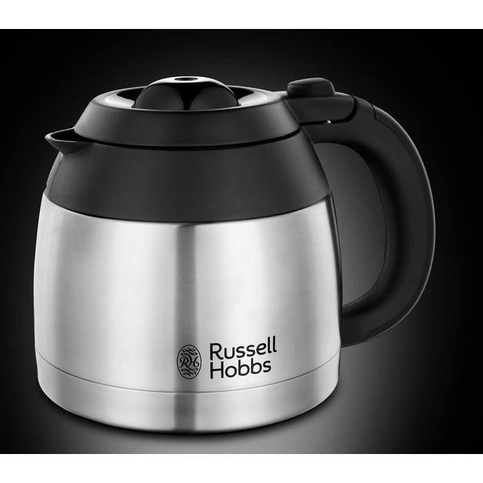 Кавоварка Russell Hobbs душова лійка для оптимальної екстракції та аромату Adventure (макс. 8 чашок, термоглечик 1,0 л, автоматичне вимкнення, крапля-стоп, 1100 Вт) Кавоварка з фільтром 24020-56, чорна