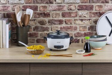 Рисоварка Russell Hobbs мала середня 0,8 л з вставкою для пароварки (функція підтримки тепла, каструля з антипригарним покриттям, ложка для рису та мірна чашка, мультиварка для овочів та риби тощо) 27030-56 Одинарний