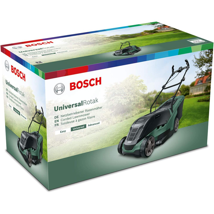 Електрична газонокосарка Bosch UniversalRotak 550 (1300 Вт, ширина зрізу 36 см, площа газону до 550 м, в коробці) Покоління 5 Новий дизайн