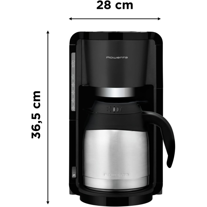 Кавоварка з фільтром Rowenta CT3818 Adagio Milano Термоглечик з нержавіючої сталі 10-15 чашок Ємність 1,25 л Автоматичне відключення 850 Вт 26,5 x 27 x 38,5 см Чорний сингл