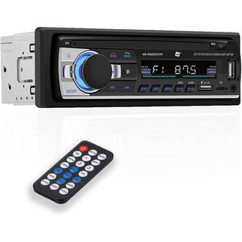 Автомобільна стереосистема NK з RDS 1 DIN 4 x 40 Вт Bluetooth 5.0, функція AUX, MP3-плеєр і x2 USB, FM-стереозвук, гучний зв'язок, пульт дистанційного керування, РК-дисплей, iOS і Android (eMark) (одинарний)