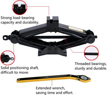 Ножичний домкрат для автомобіля 2-тонний комплект інструментів для домкрата з портативними сумками для позашляховика та автомобіля Універсальний автомобільний аварійний комплект з гайковим ключем