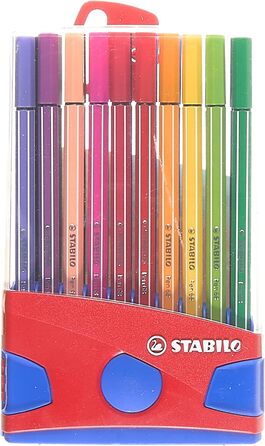 Фломастер преміум-класу - STABILO Pen 68 ColorParade - 20 місць в - з 20 різними кольорами (синій/червоний з підвісним язичком)