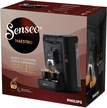 Кавоварка Philips Senseo Maestro з функцією вибору міцності кави та пам'яткою, резервуар для води 1,2 літра, зелений виріб, колір чорний (CSA260/60)